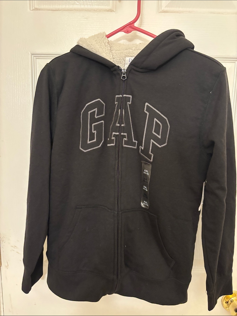 GAP Kids Black Sherpa-Lined Zip Hoodie nwt XXL 14-16